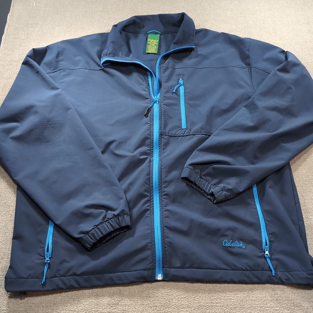 Cabelas Jacket‎ XL Tall navy pullover windbreaker Jacket Blue Light Blue Zipper